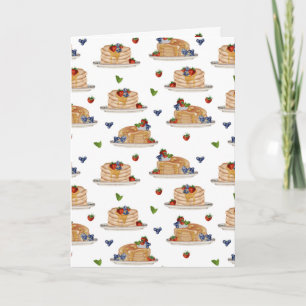 Watercolor Pancakes Berries Breakfast Food Pattern Card