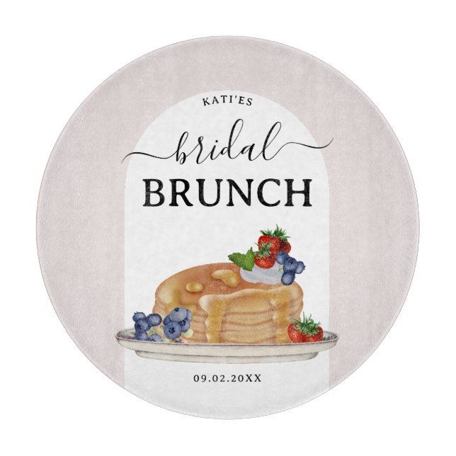 Watercolor Pancakes Bridal Shower Brunch Custom Cutting Board (Front)