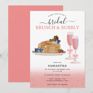 Watercolor Pancakes Brunch & Bubbly Bridal Shower Invitation