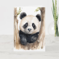 Watercolor Panda Bear Birthday