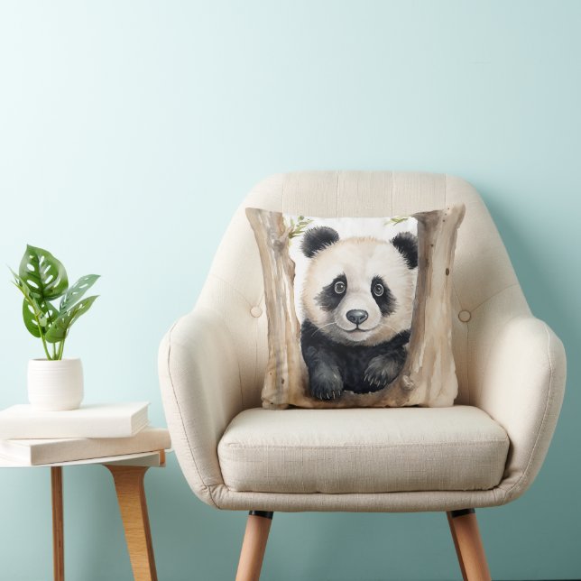 Watercolor Panda Bear  Cushion (Chair)