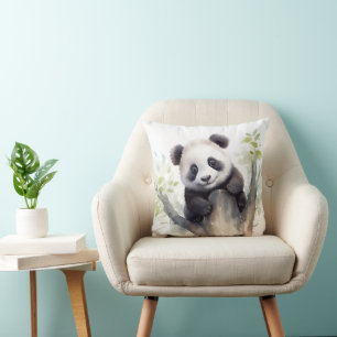 Watercolor Panda Bear Cushion