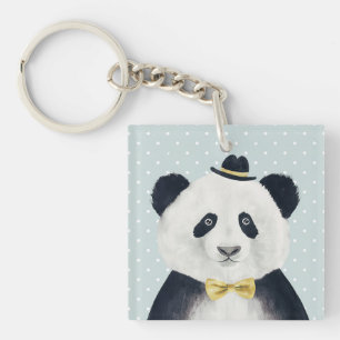 Watercolor Panda Bear Key Ring