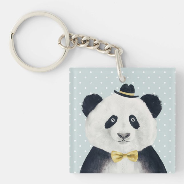 Watercolor Panda Bear Key Ring (Front)