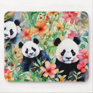 Watercolor Panda Bear Mouse Mat