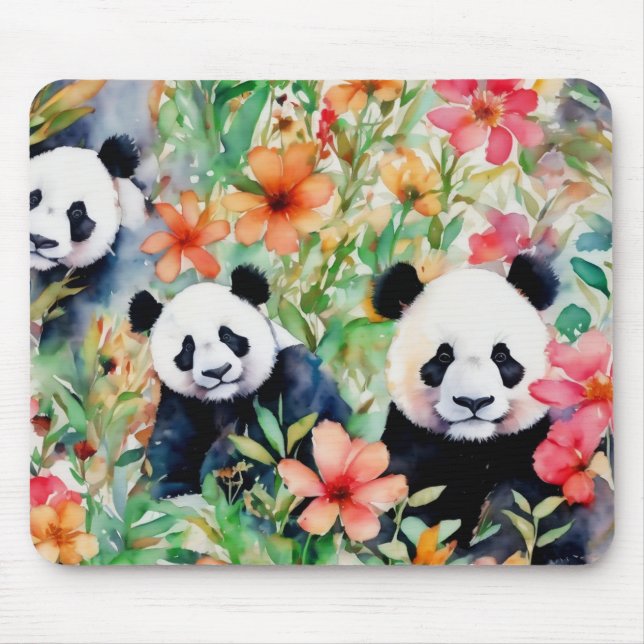 Watercolor Panda Bear Mouse Mat (Front)
