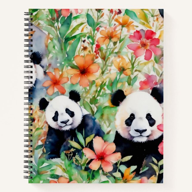 Watercolor Panda Bear Notebook (Front)