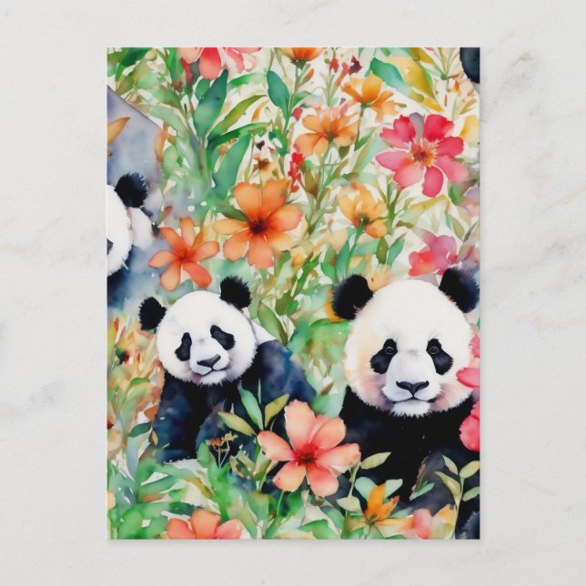 Watercolor Panda Bear Postcard (Front)