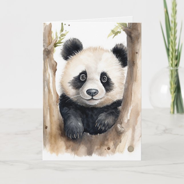 Watercolor Panda Bear Thinking of You Card (Front)