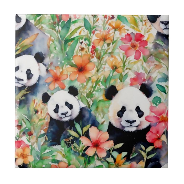 Watercolor Panda Bear Tile (Front)