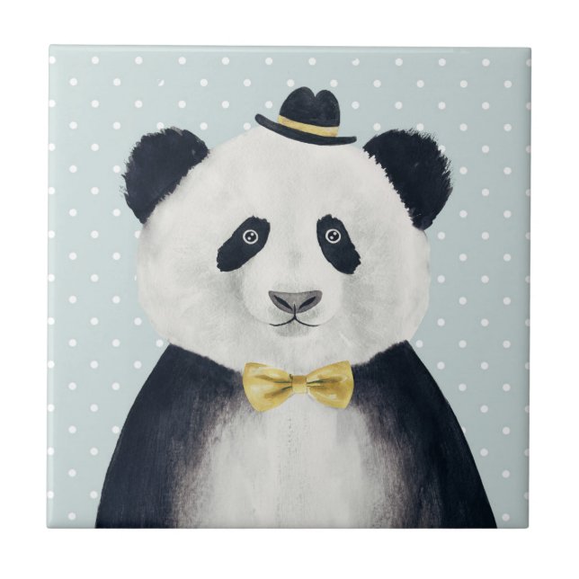 Watercolor Panda Bear Tile (Front)