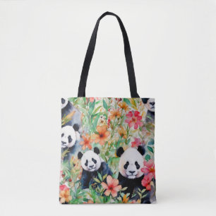 Watercolor Panda Bear Tote Bag