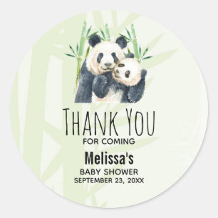 Watercolor Panda Bears Baby Shower Thank You Classic Round Sticker