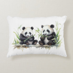 Watercolor Panda Bears  Decorative Cushion