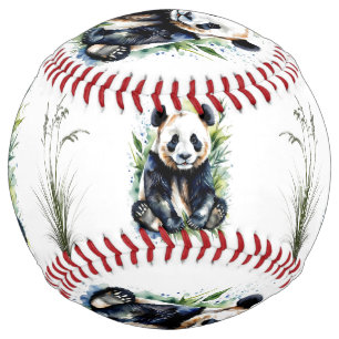 Watercolor Panda Bears Softball