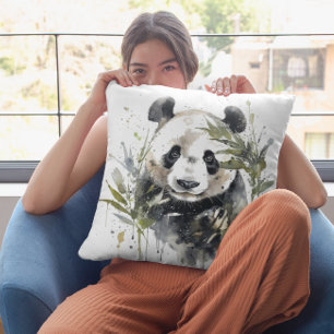 Watercolor Panda Garden Cushion
