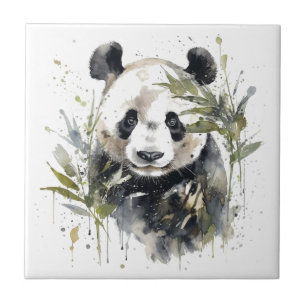 Watercolor Panda Garden Tile