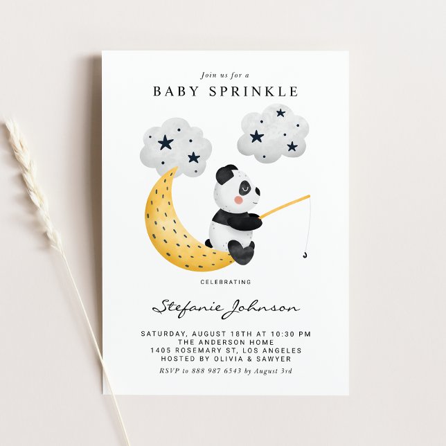 Watercolor Panda Twinkle Twinkle Baby Sprinkle Invitation (Creator Uploaded)