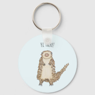 Watercolor Pangolin Illustration Key Ring