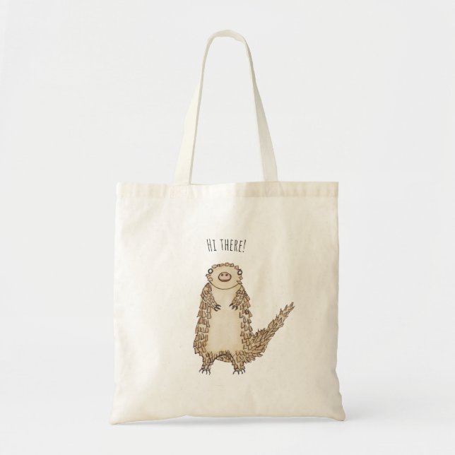 Watercolor Pangolin Illustration Tote Bag (Front)