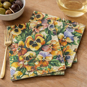 Watercolor Pansy Floral Cottagecore Reception  Napkin