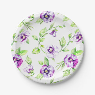 Watercolor Pansy Paper Plates