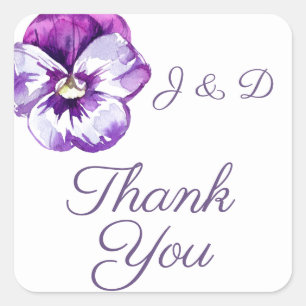 Watercolor Pansy Thank You Sticker