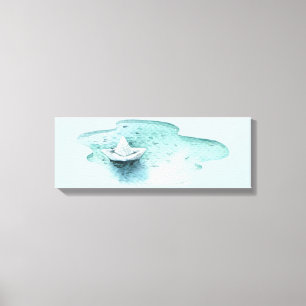 Watercolor Paper Boat Canvas Print