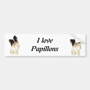 Watercolor Papillon Dog, Pet Bumper Sticker