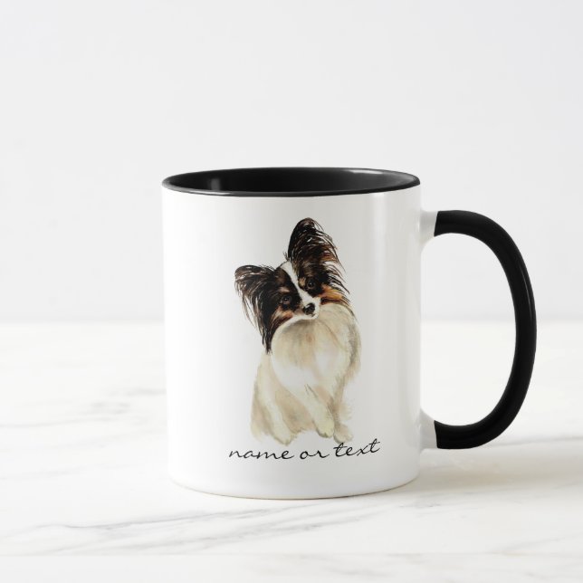 Watercolor Papillon Dog, Pet Mug (Right)
