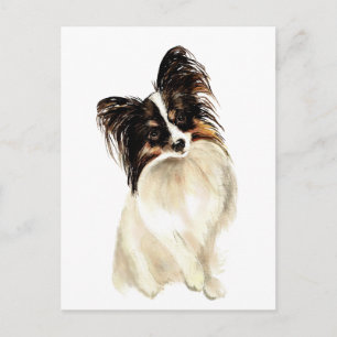 Watercolor Papillon Dog, Pet Postcard
