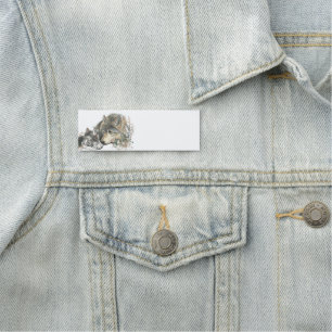 Watercolor Parent Mum / Dad Wolf & Cub Pup Name Tag