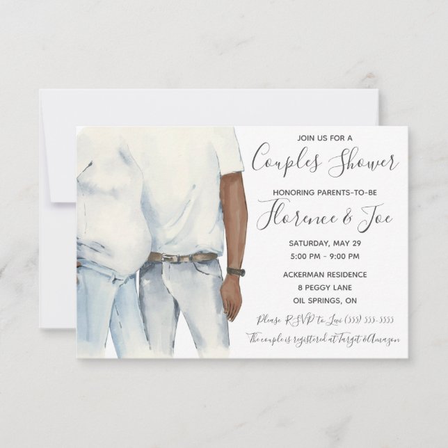 Watercolor Parents to be Couple's Baby Shower Invi Invitation (Front)
