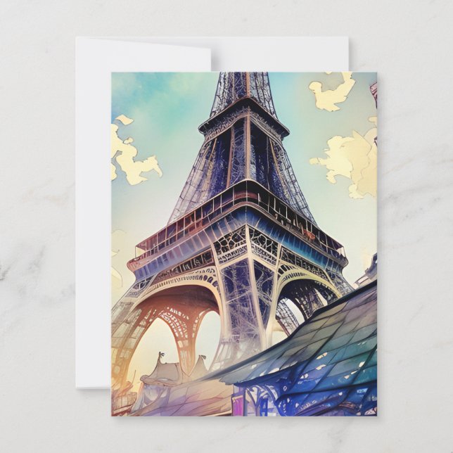 Watercolor Paris Effel Tower Card (Front)