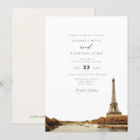 Watercolor Paris France Eiffel Tower City Wedding