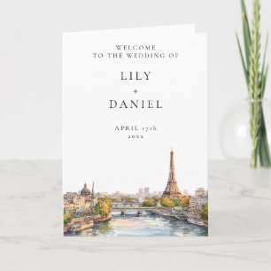 Watercolor Paris France Elegant Wedding Programme