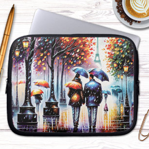 Watercolor Paris Romantic Rainy Day Laptop Sleeve