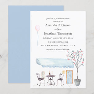 Watercolor Paris themed Wedding Shower invitation
