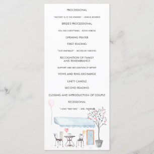 Watercolor Paris Wedding Ceremony Program Programme