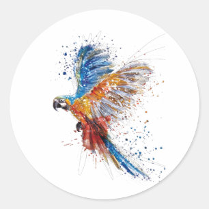 Watercolor parrot classic round sticker