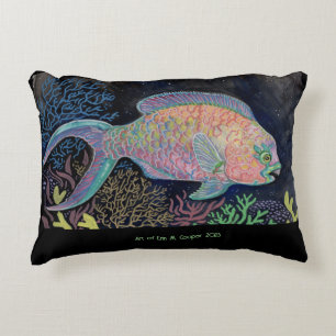 Watercolor Parrotfish Decorative Cushion