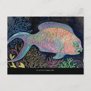 Watercolor Parrotfish Holiday Postcard