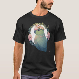 Watercolor Parrotlet Parakeet Bird Flower Crown Pe T-Shirt