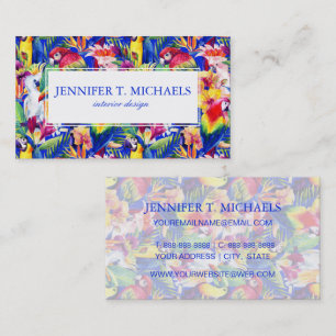 Watercolor Parrots Add Your Name Business Card