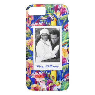 Watercolor Parrots   Add Your Photo & Name iPhone 8/7 Case