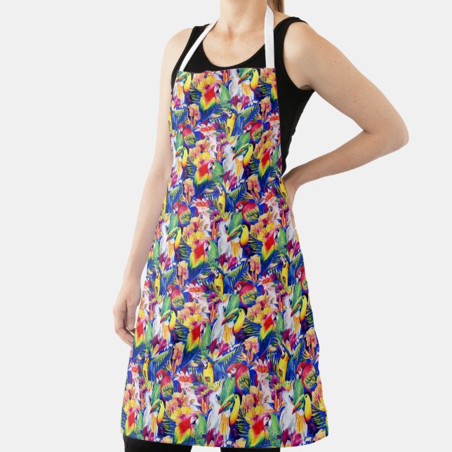 Watercolor Parrots Apron (Insitu)