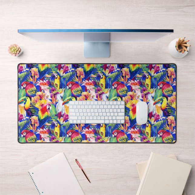 Watercolor Parrots Desk Mat (Office 1)