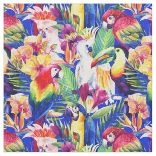 Watercolor Parrots Fabric