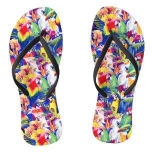 Watercolor Parrots Flip Flops