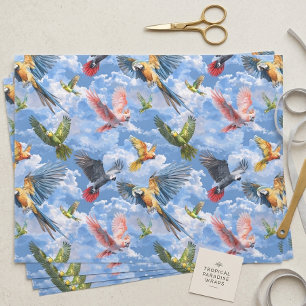 Watercolor Parrots Macaw African Grey Parakeet Tissue Paper